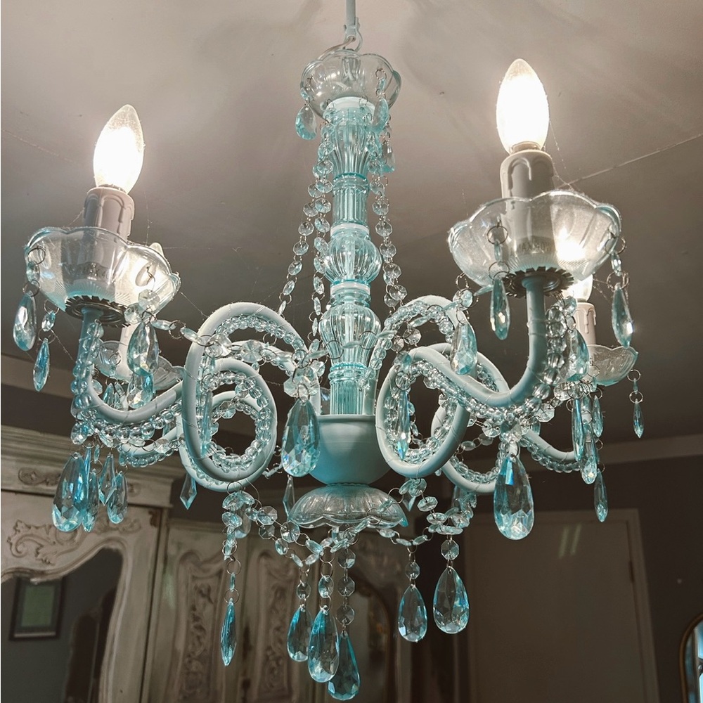 Elegant Blue Crystal Chandelier